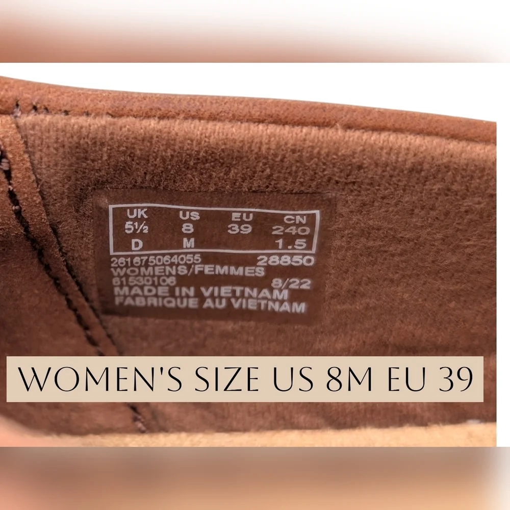 Clarks Cora Ashley Loafer Women's Size 8M Dark Tan Genuine Leather Moccasins